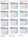 Kalender 2017 mit Ferien und Feiertagen Dänemark