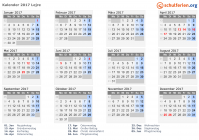Kalender 2017 mit Ferien und Feiertagen Lejre