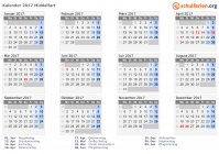 Kalender 2017 mit Ferien und Feiertagen Middelfart