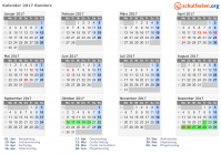 Kalender 2017 mit Ferien und Feiertagen Randers