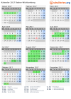 Kalender 2017 mit Ferien und Feiertagen Baden-Württemberg