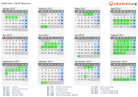 Kalender 2017 mit Ferien und Feiertagen Bayern