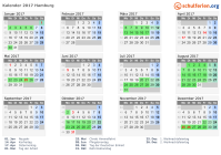 Kalender 2017 mit Ferien und Feiertagen Hamburg
