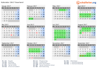 Kalender 2017 mit Ferien und Feiertagen Saarland