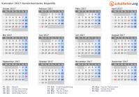 Kalender 2017 mit Ferien und Feiertagen Dominikanische Republik