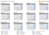 Kalender 2017 mit Ferien und Feiertagen Färöer Inseln