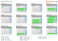 Kalender 2017 mit Ferien und Feiertagen Nizza