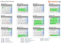 Kalender 2017 mit Ferien und Feiertagen Rennes