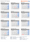 Kalender 2017 mit Ferien und Feiertagen Guyana
