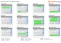 Kalender 2017 mit Ferien und Feiertagen Flevoland (mitte)