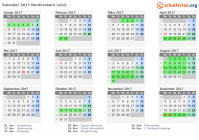 Kalender 2017 mit Ferien und Feiertagen Nordbrabant (süd)