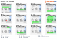 Kalender 2017 mit Ferien und Feiertagen Overijssel