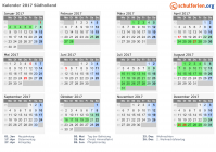 Kalender 2017 mit Ferien und Feiertagen Südholland