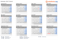 Kalender 2017 mit Ferien und Feiertagen Irland