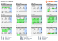 Kalender 2017 mit Ferien und Feiertagen Apulien