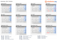 Kalender 2017 mit Ferien und Feiertagen Italien