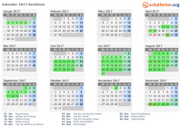 Kalender 2017 mit Ferien und Feiertagen Sardinien