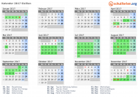 Kalender 2017 mit Ferien und Feiertagen Sizilien