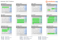 Kalender 2017 mit Ferien und Feiertagen Toskana
