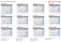 Kalender 2017 mit Ferien und Feiertagen Kolumbien