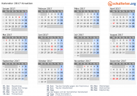Kalender 2017 mit Ferien und Feiertagen Kroatien