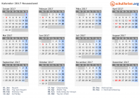 Kalender 2017 mit Ferien und Feiertagen Neuseeland