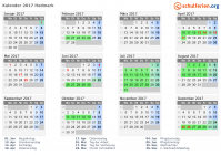 Kalender 2017 mit Ferien und Feiertagen Hedmark