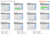 Kalender 2017 mit Ferien und Feiertagen Nord-Tröndelag