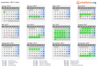 Kalender 2017 mit Ferien und Feiertagen Oslo