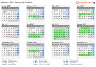 Kalender 2017 mit Ferien und Feiertagen Sogn und Fjordane