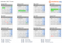 Kalender 2017 mit Ferien und Feiertagen Troms