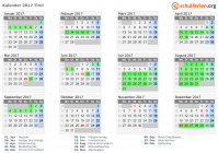 Kalender 2017 mit Ferien und Feiertagen Tirol