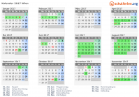 Kalender 2017 mit Ferien und Feiertagen Wien