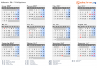Kalender 2017 mit Ferien und Feiertagen Philippinen