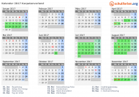 Kalender 2017 mit Ferien und Feiertagen Karpatenvorland