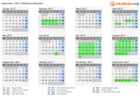 Kalender 2017 mit Ferien und Feiertagen Niederschlesien