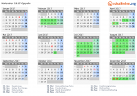Kalender 2017 mit Ferien und Feiertagen Oppeln