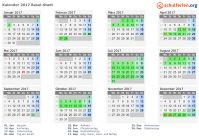 Kalender 2017 mit Ferien und Feiertagen Basel-Stadt