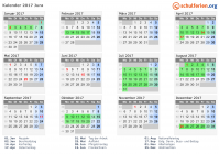 Kalender 2017 mit Ferien und Feiertagen Jura