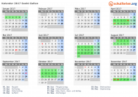 Kalender 2017 mit Ferien und Feiertagen Sankt Gallen
