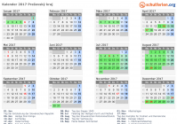 Kalender 2017 mit Ferien und Feiertagen Prešovský kraj