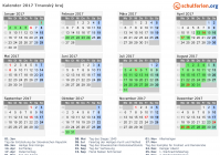 Kalender 2017 mit Ferien und Feiertagen Trnavský kraj