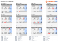 Kalender 2017 mit Ferien und Feiertagen Spanien