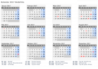Kalender 2017 mit Ferien und Feiertagen Südafrika