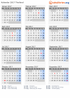 Kalender 2017 mit Ferien und Feiertagen Thailand