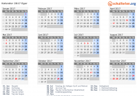 Kalender 2017 mit Ferien und Feiertagen Eger