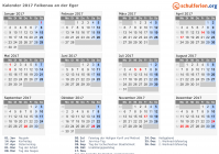 Kalender 2017 mit Ferien und Feiertagen Falkenau an der Eger