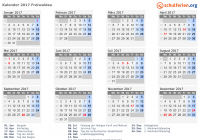 Kalender 2017 mit Ferien und Feiertagen Freiwaldau
