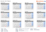 Kalender 2017 mit Ferien und Feiertagen Pilgram
