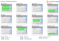 Kalender 2018 mit Ferien und Feiertagen Neusüdwales